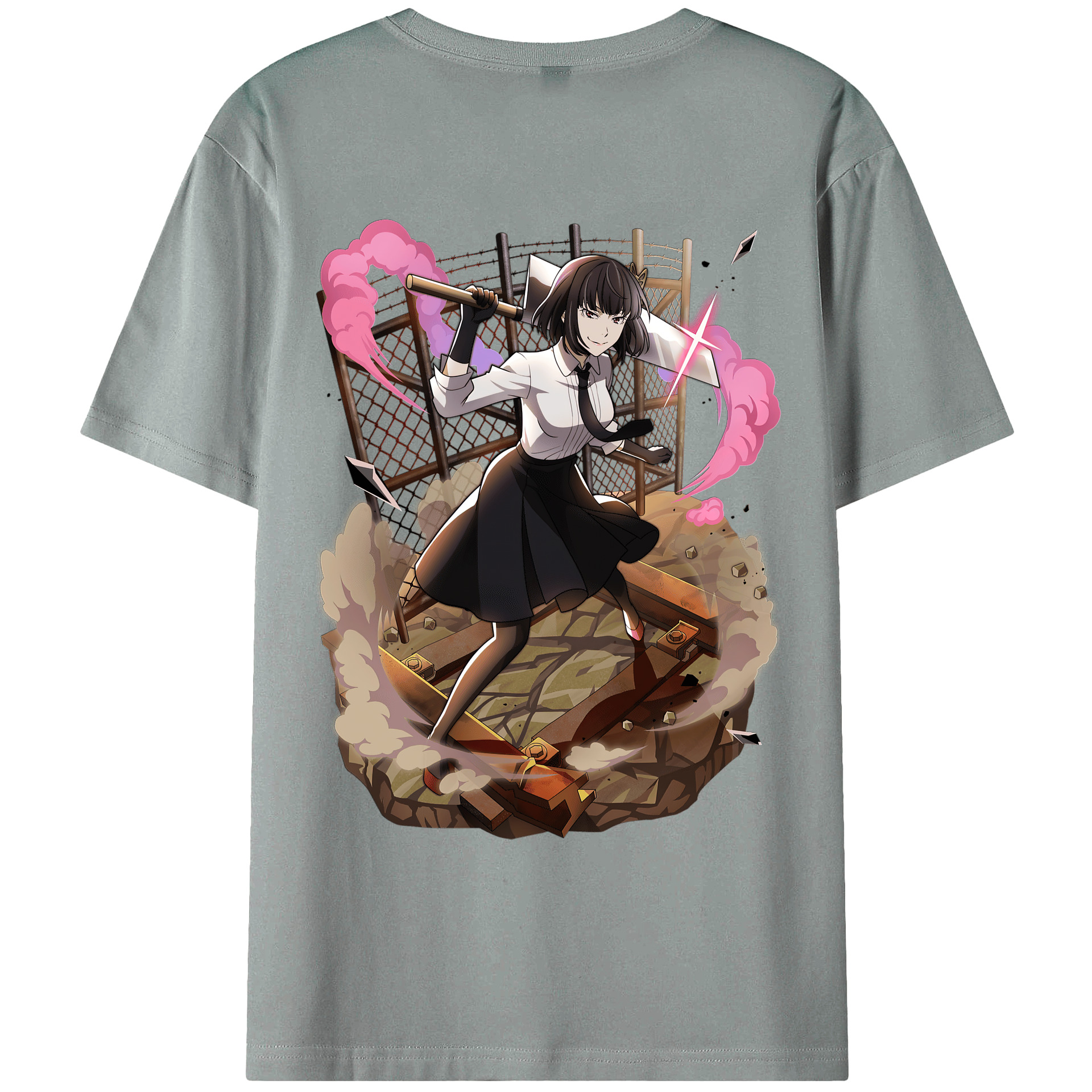 （画像用） 文豪ストレイドッグス Bungo Stray Dogs 綿100％ メンズ半袖Tシャツ（バックプリント） 通気性